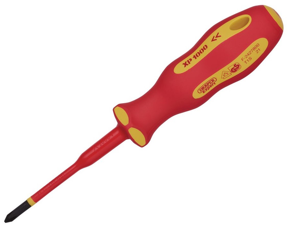 Draper XP1000 VDE Slimline Cross Slot Screwdriver No.1 x 80mm 02163