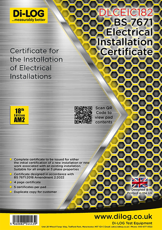 Di-Log DLCEIC182 Electrical Installation Certificate - EIC BS 7671