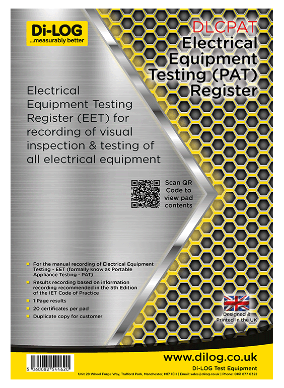 Di-Log DLCPAT Portable Appliance Testing (PAT) Register